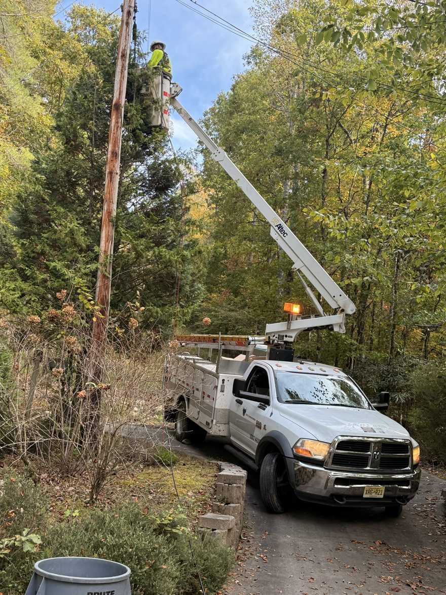 Aerial work on a residential drive